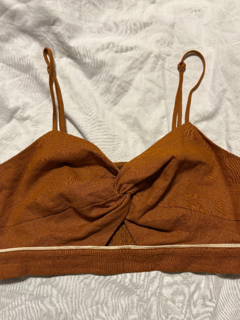 House of Harlow 1960 Linen-Blend Twist Front Bralette